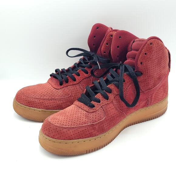 Nike Air Force 1 HI Suede Team Red Suede Gum Rare 749266-600 women's size 12 - Picture 4 of 9